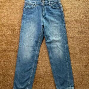 Theory Womens Blue Cahliway Denim Frayed Straight Jeans‎ Medium Wash Size 28